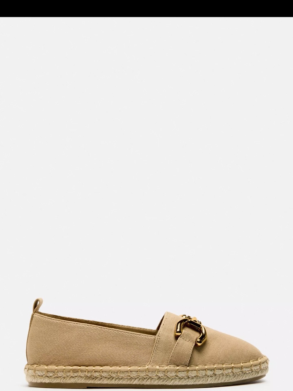 Zara Beige Espadrille Loafer with Gold Chain Detail